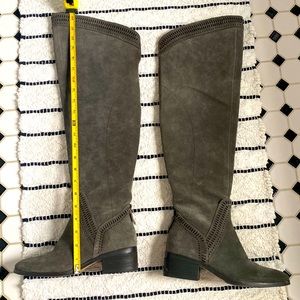 Vince Camuto over the knee gray suede boots 22” tall 2” heel.